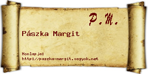 Pászka Margit névjegykártya